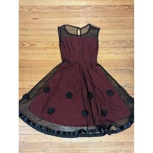 MISSMNY RED & BLACK GOTHIC MEDIEVAL RETRO 50's DRESS ROCKABILLY SZ S